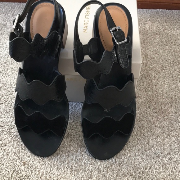 Marc Fisher Black Leather Sandals - Picture 3 of 4
